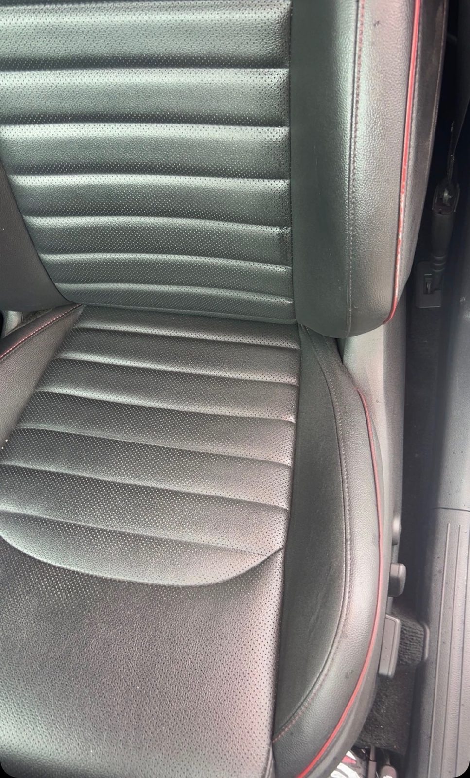 Seat bolster seam after repair